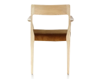 Chaise scandinave avec accoudoirs bois teinte naturelle assise tissu velours bronze