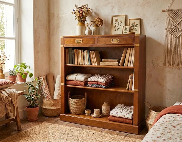 Large marine shelf cherry-stained wood L100xH110 cm