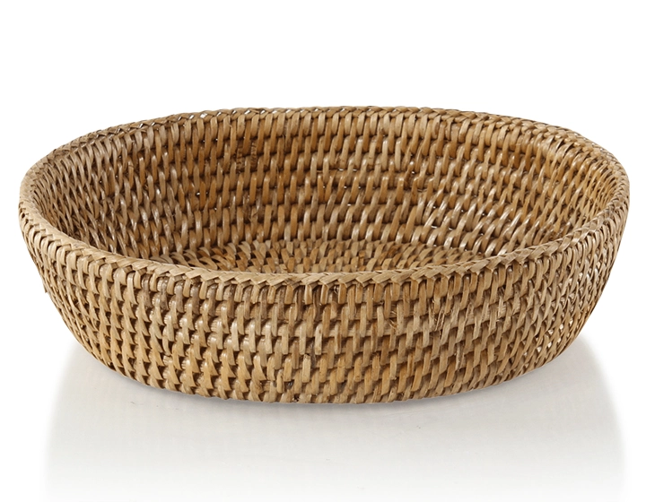 Large oval bread basket in natural rattan