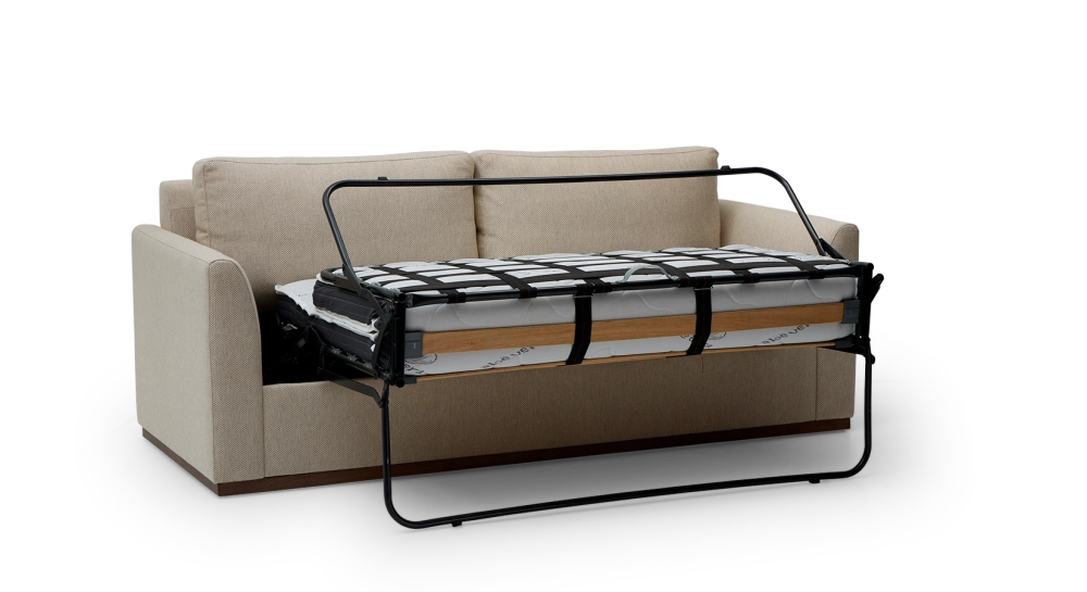 3-seater convertible sofa beige mottled fabrics
