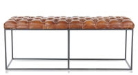 Chesterfield leather bench light brown