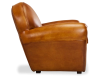 Fauteuil club cuir cognac accoudoirs cloutés
