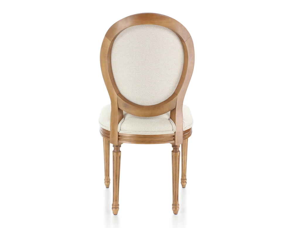 Chaise ancienne style Louis XVI bois teinte ancienne et tissu chevron beige