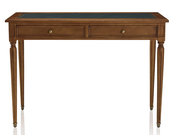 Antique Louis XVI style desk green leather top L110 cm