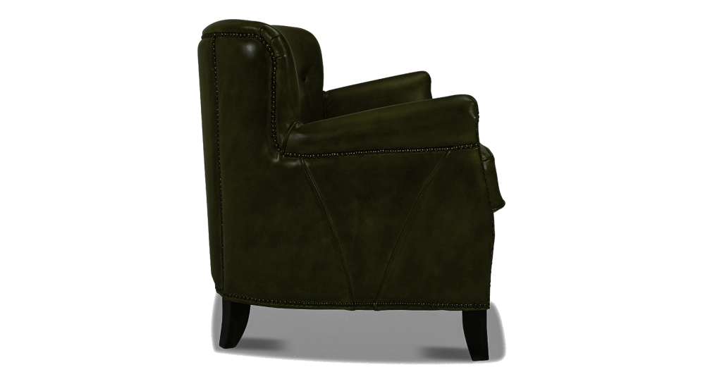 2 seater leather club sofa olive green