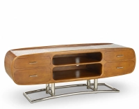 Meuble TV art déco métal et bois teinte merisier