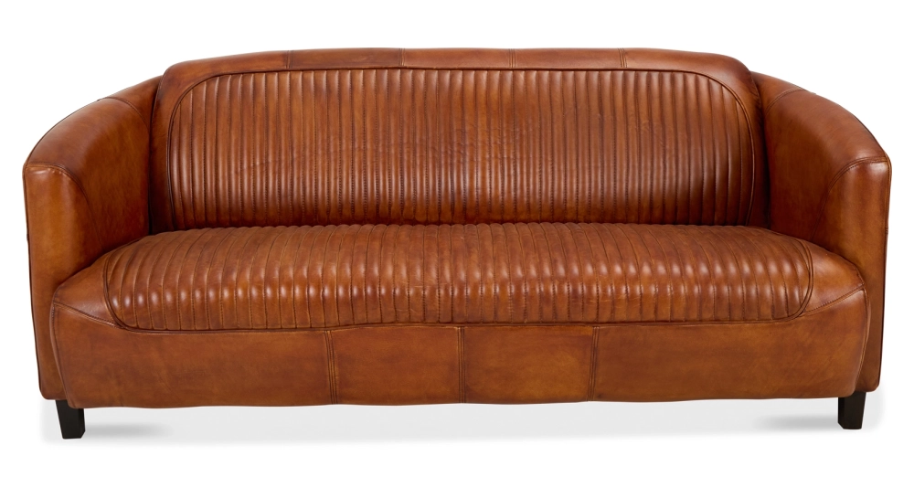 3 seater leather club sofa light brown