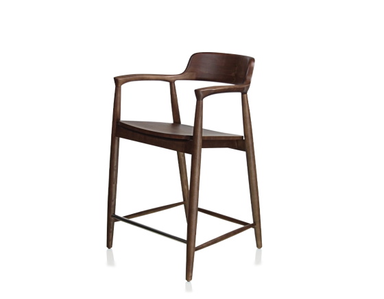 Taburete de bar H60 cm madera tinte en marrón oscuro