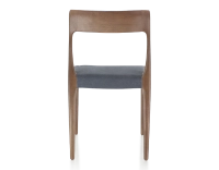 Silla escandinava madera tintada marrón oscuro asiento tejido gris