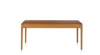 Extendable oak table for 8 to 12 people with cherry-stained wood top and extensions 160x100 cm