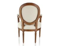 Sillón antiguo estilo Luis XVI madera con tinte envejecido y tejido chevron beige