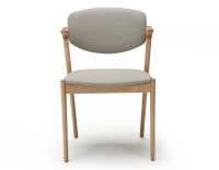 Chaise design teinte naturelle et tissu beige naturel bois teinte naturelle assise tissu beige naturel