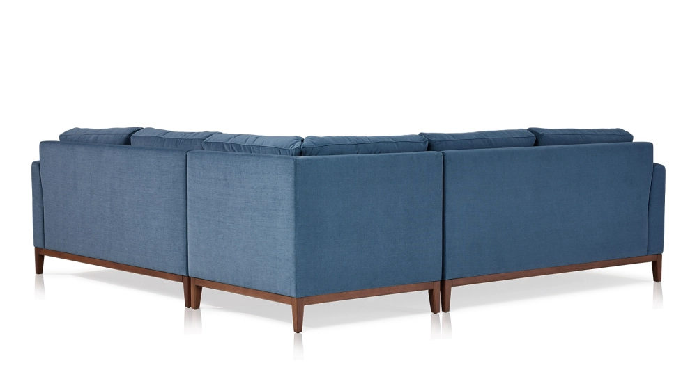Canapé d'angle 6 places tissu bleu jean (2,5G - A - 2,5D)