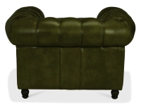 Chesterfield leather armchair olive green studded armrests
