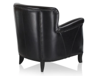 Fauteuil club cuir noir accoudoirs cloutés