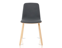 Chaise design en chêne tapissé bois teinte naturelle assise tissu gris anthracite