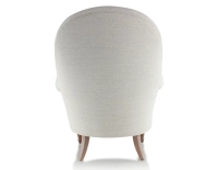 Toad armchair with armrests walnut-stained wooden legs and high-backed natural beige fabric