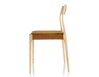 Chaise scandinave bois teinte naturelle assise tissu velours bronze