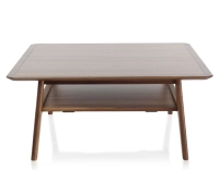 Table basse carrée en noyer teinte naturelle 100x100 cm