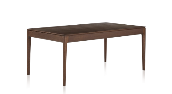 Table salle à manger en chêne 6 personnes teinte marron foncé plateau bois 160x100 cm
