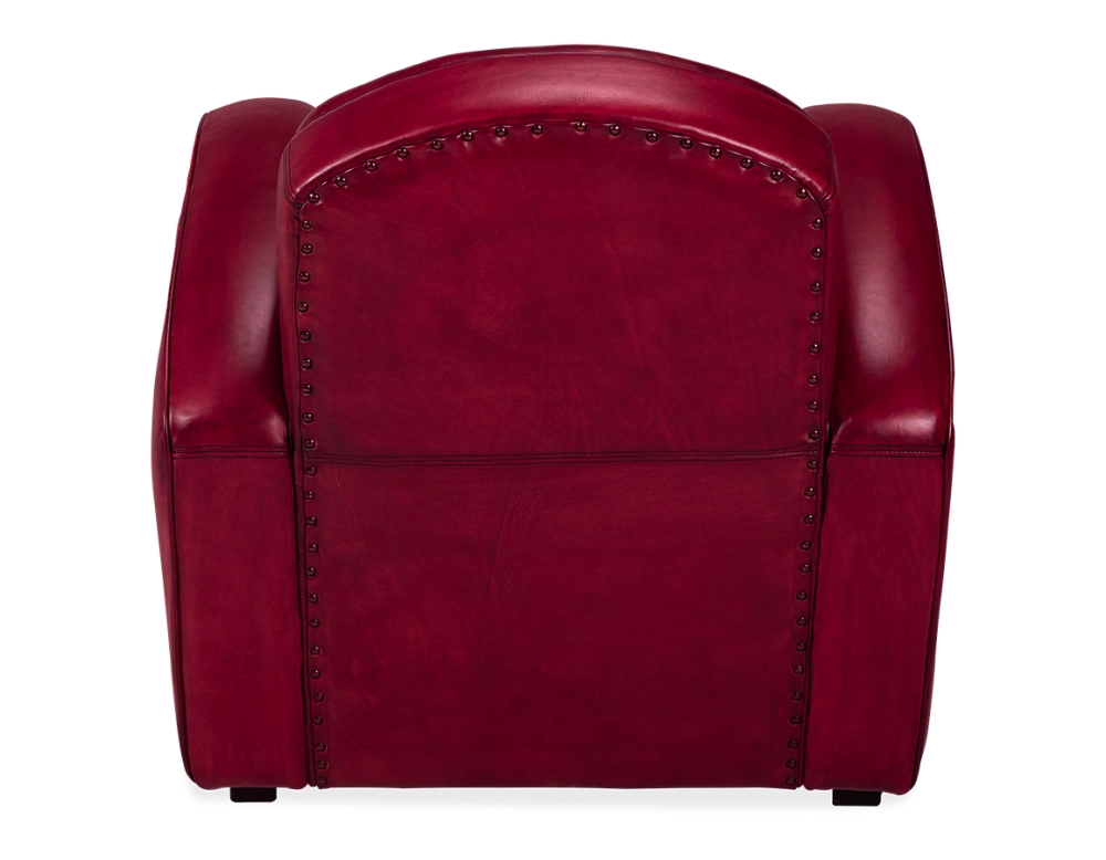 Sillón club de piel rojo carmín