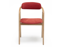 Chaise scandinave bois teinte naturelle assise tissu orange brulé