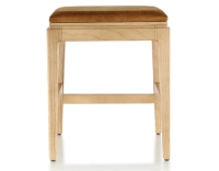 Tabouret design H45 cm bois teinte naturelle assise tissu velours bronze