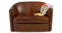 Canapé club cuir 2 places marron vintage