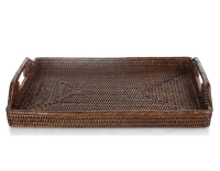 Bandeja de servicio rectangular de ratán marrón modelo pequeño