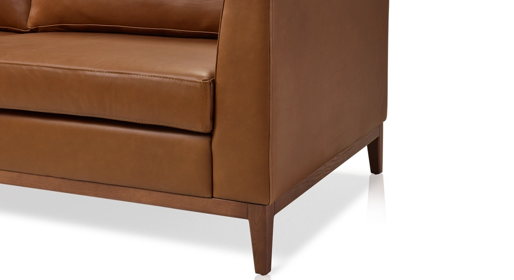 2 seater designer sofa hazelnut leather