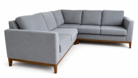Canapé d'angle 5 places tissu gris clair (2G - A - 2D)