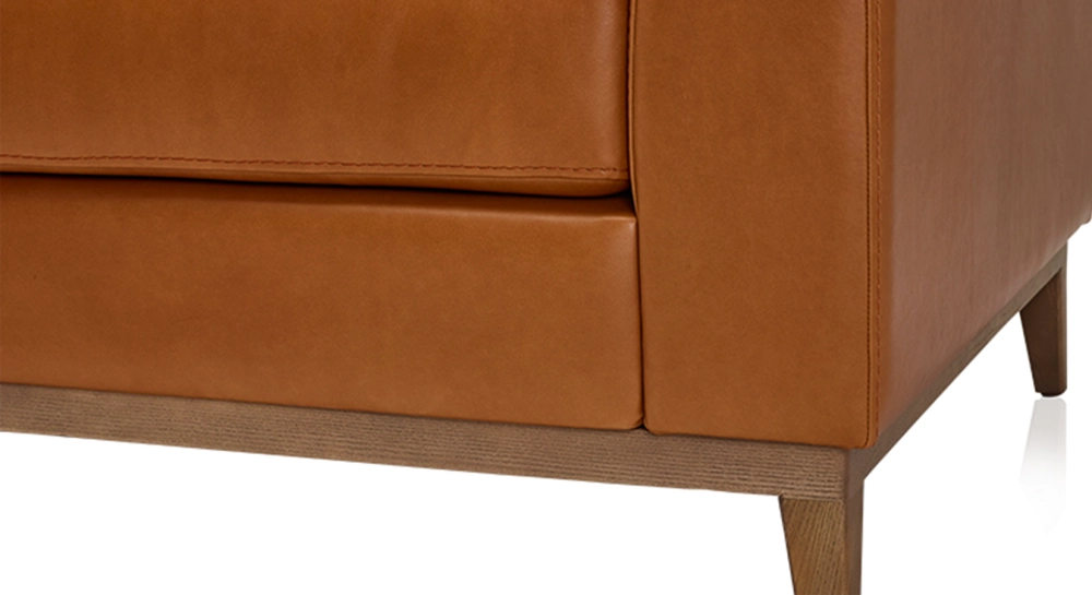 3 seater designer sofa chestnut leather