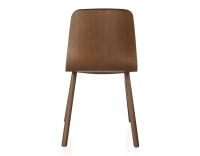 Chaise design en chêne tapissé bois teinte marron foncé assise tissu bordeaux