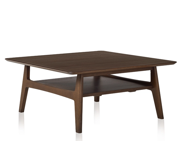 Table basse carrée en chêne teinte marron foncé 100x100 cm 100x100 cm