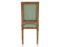 Silla antigua estilo Luis XVI madera con tinte envejecido y tejido verde salvia