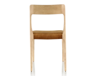 Chaise scandinave bois teinte naturelle assise tissu velours bronze