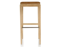 Taburete de bar de diseño H80 cm madera tinte natural asiento tejido terciopelo bronce