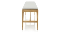 Banc design bois teinte naturelle assise tissu beige naturel L120 cm
