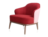 Fauteuil design tissu bordeaux et vieux rose