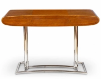 Consola art déco de dos cajones métal et bois teinte merisier