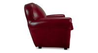 2 seater leather club sofa burgundi studded armrests