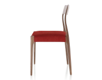 Chaise scandinave bois teinte marron foncé assise tissu bordeaux