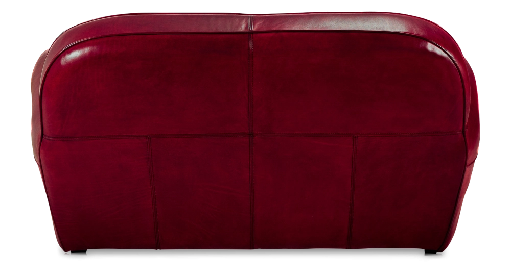 2 seater leather club sofa burgundi studded armrests