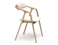 Chaise scandinave bois teinte naturelle assise tissu beige naturel