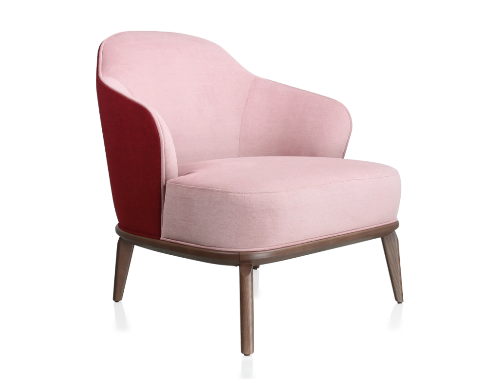 Designer armchair old pink and burgundy fabric 210x90 cm