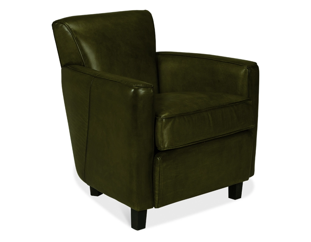 Sillón club de piel verde oliva