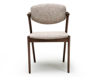 Chaise scandinave bois teinte marron foncé assise tissu fusion
