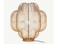 Lampe sur socle en bois et fil de coton tressage croisé
