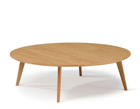Table basse ronde en chêne plateau bois F1 teinte naturelle 90x90x40 cm