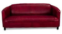 Canapé club cuir 3 places rouge carmin